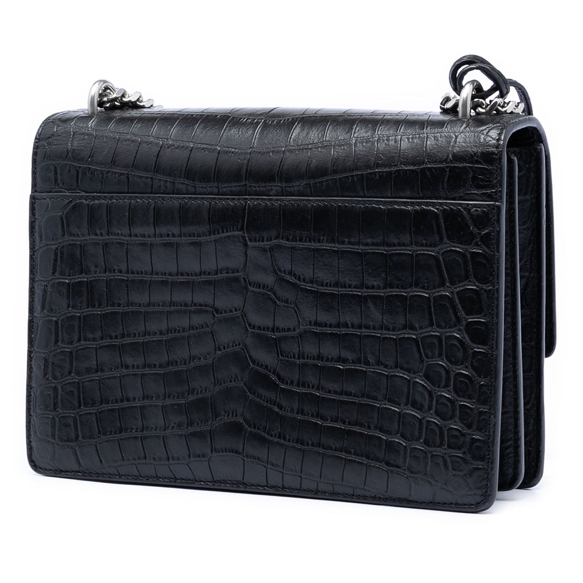 Saint Laurent Medium Croc Embossed Leather Monogram Sunset Crossbody