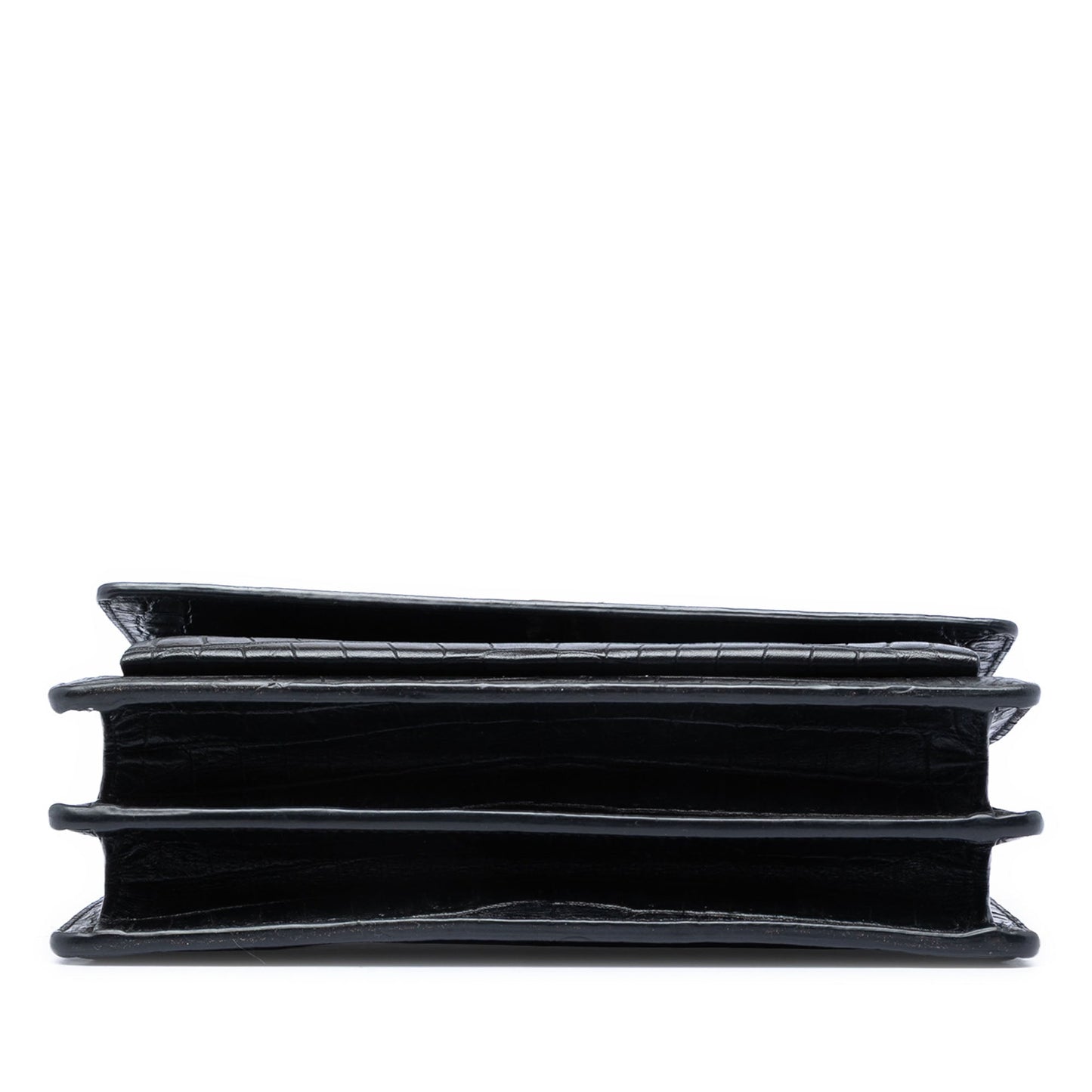 Saint Laurent Medium Croc Embossed Leather Monogram Sunset Crossbody