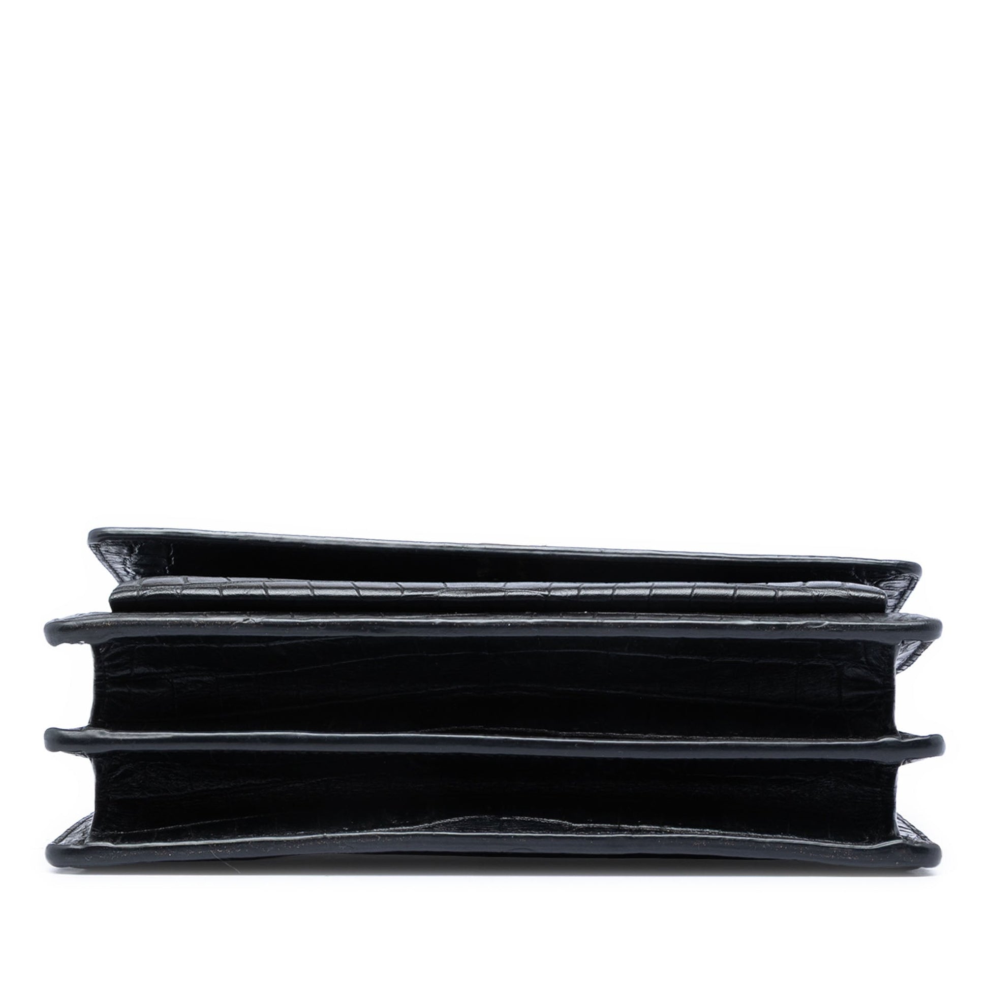 Saint Laurent Medium Croc Embossed Leather Monogram Sunset Crossbody