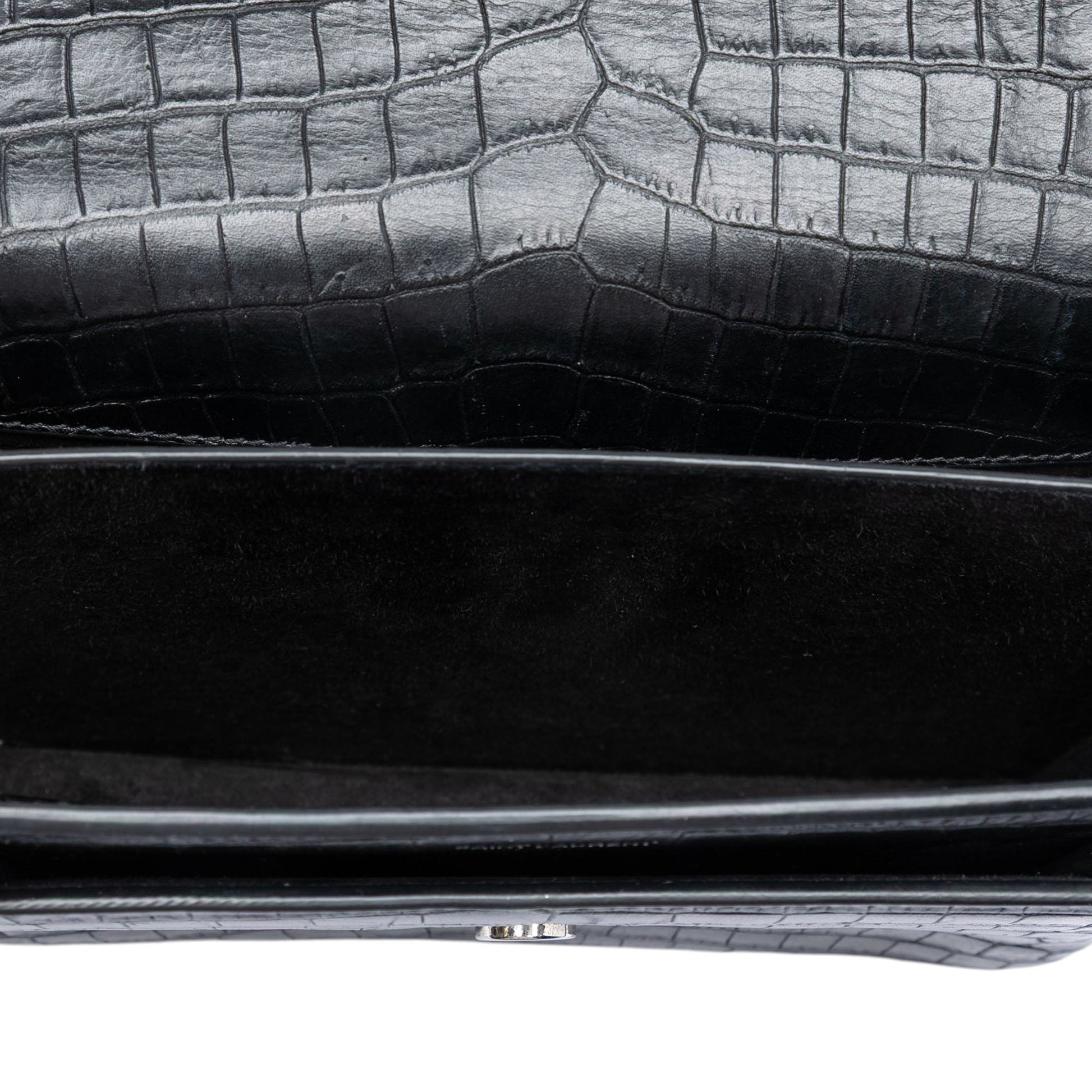 Saint Laurent Medium Croc Embossed Leather Monogram Sunset Crossbody
