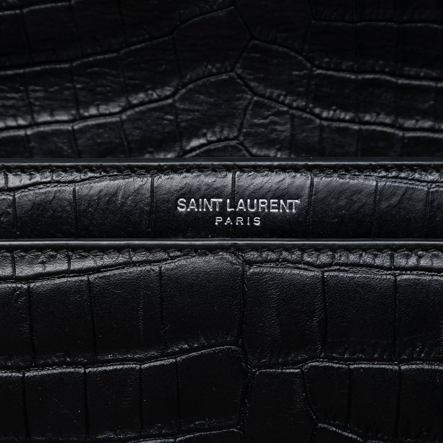 Saint Laurent Medium Croc Embossed Leather Monogram Sunset Crossbody