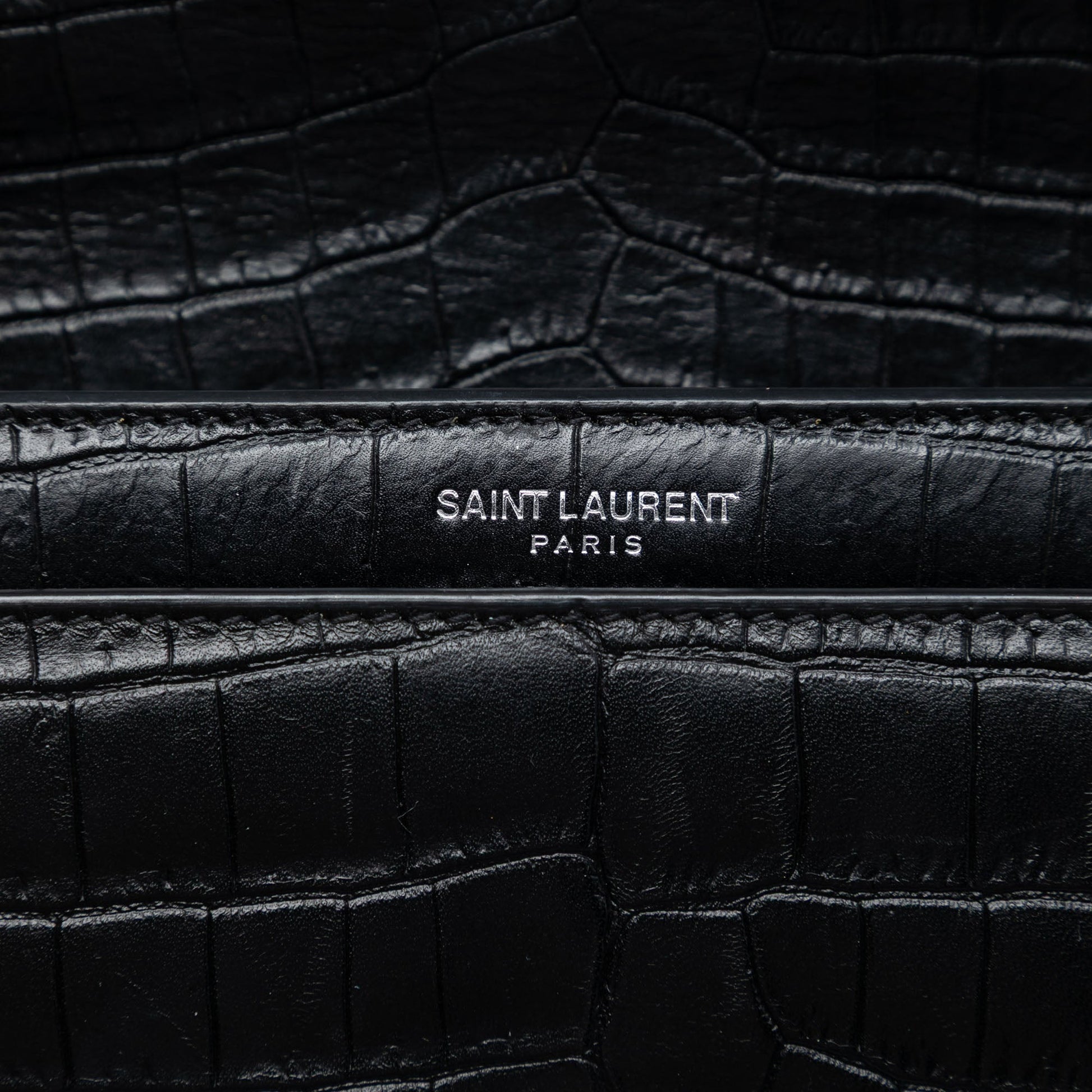 Saint Laurent Medium Croc Embossed Leather Monogram Sunset Crossbody