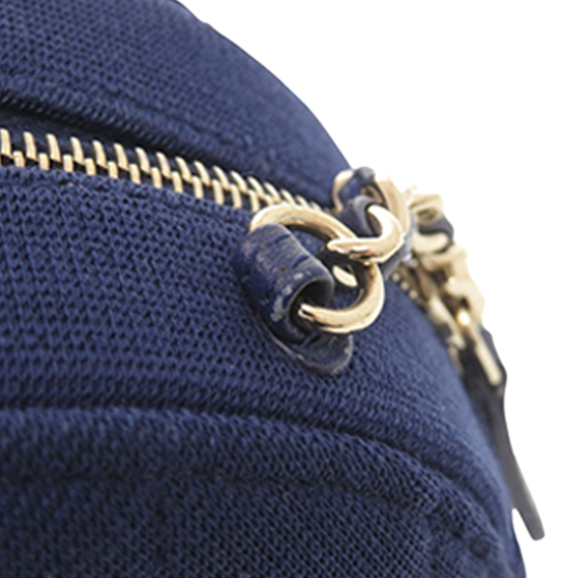 Chanel CC Quilted Jersey Round Clutch with Chain