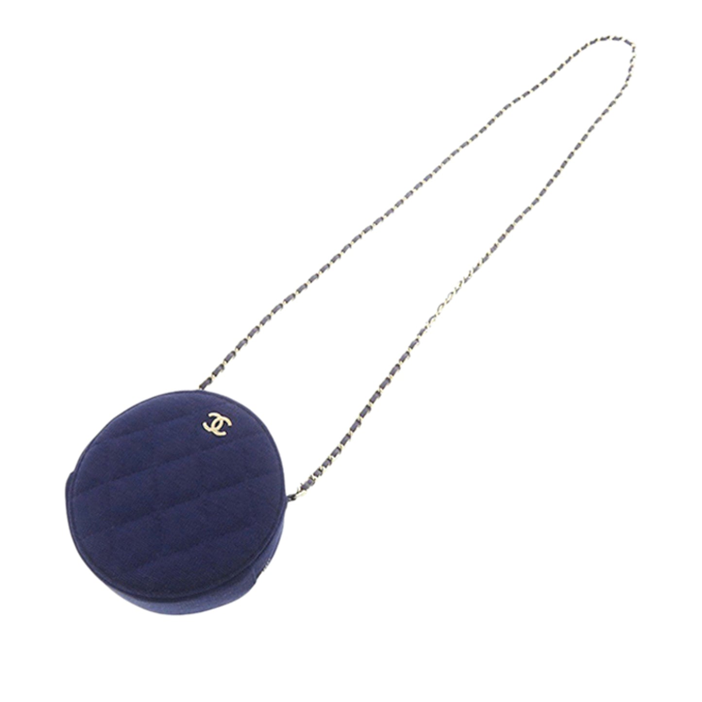Chanel CC Quilted Jersey Round Clutch with Chain