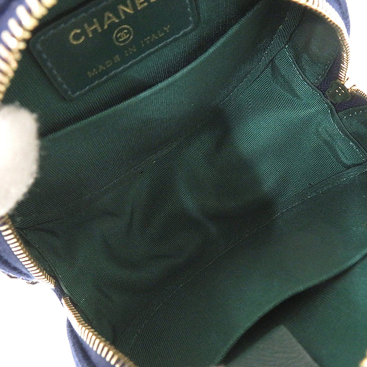 Chanel CC Quilted Jersey Round Clutch with Chain