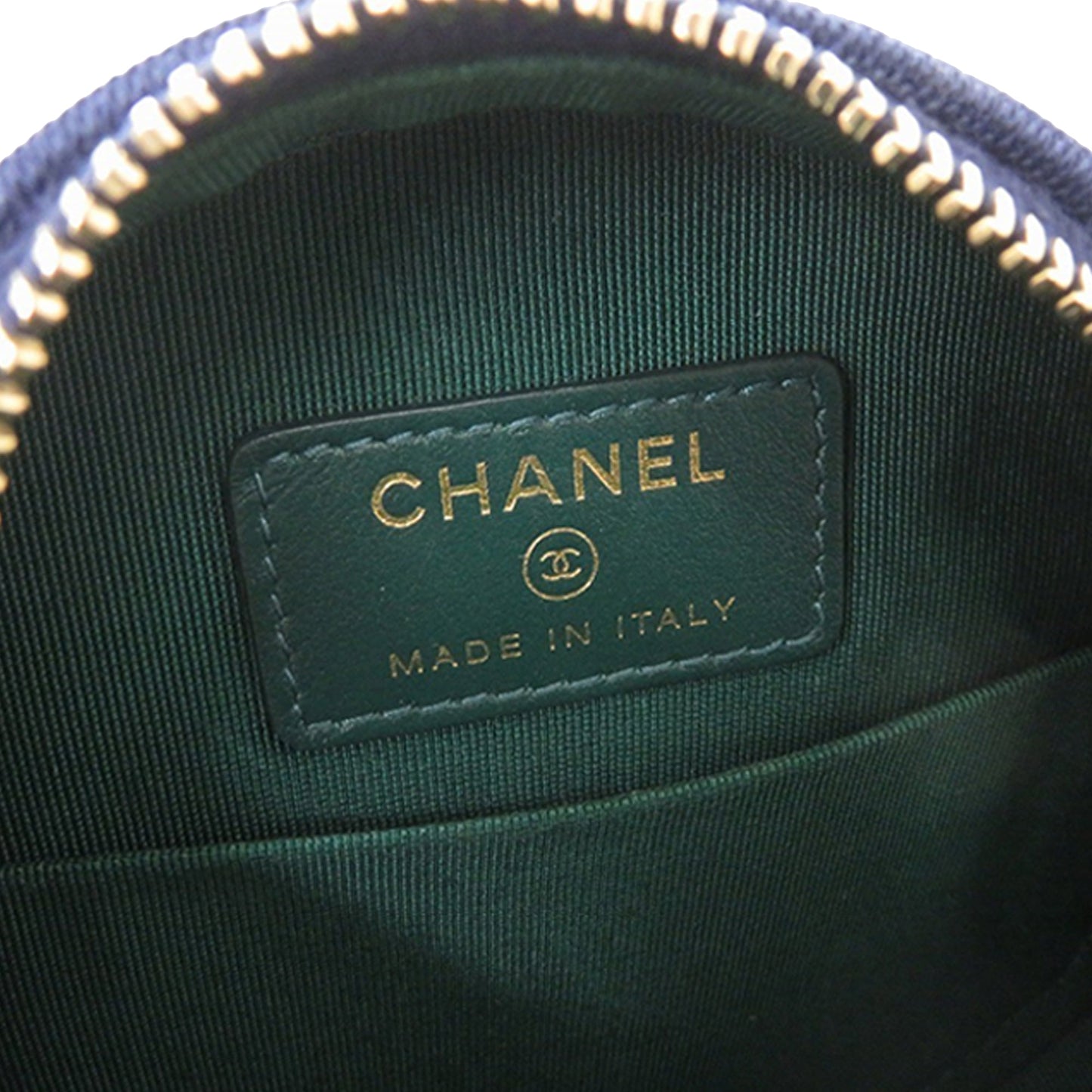 Chanel CC Quilted Jersey Round Clutch with Chain