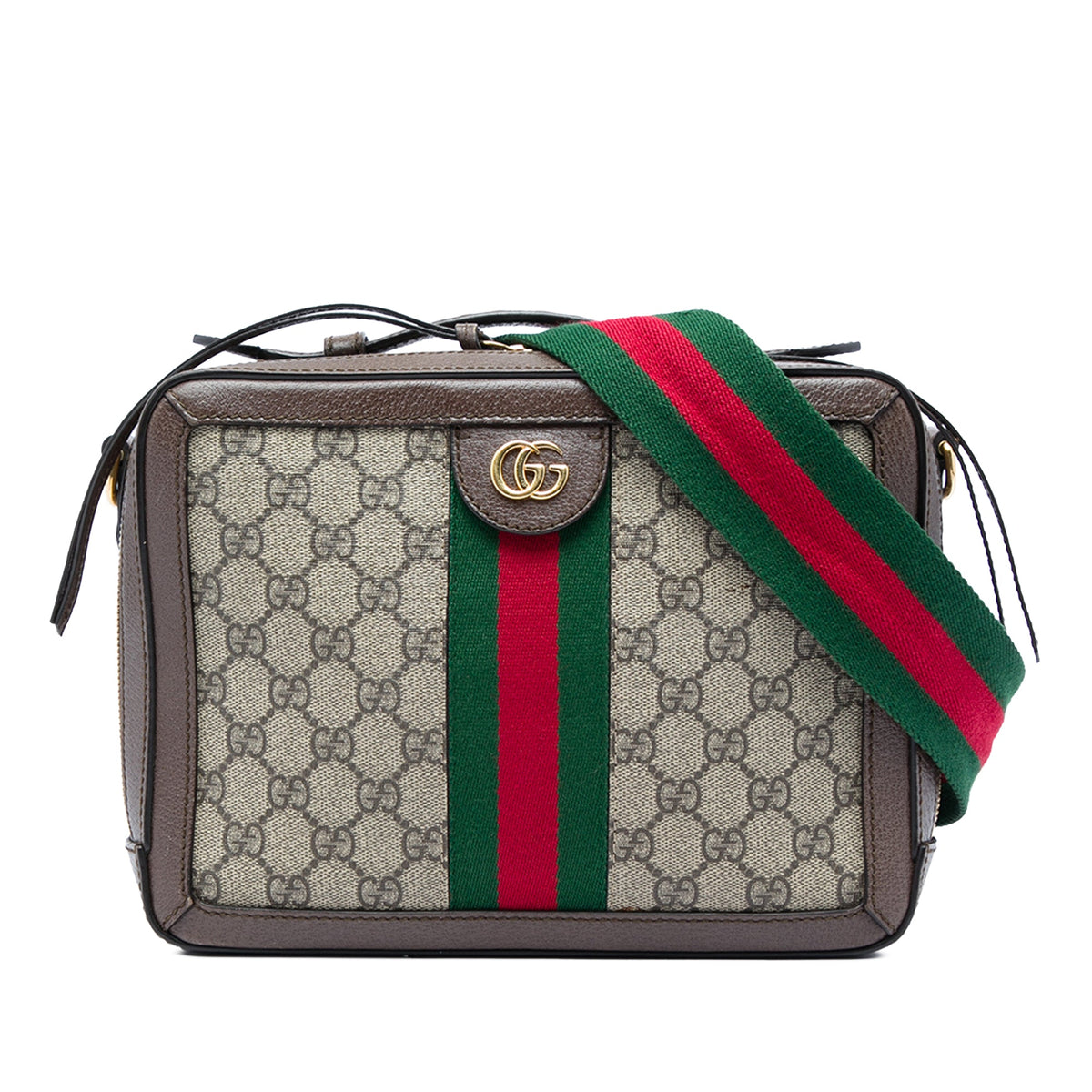 Gucci Small GG Supreme Web Ophidia Satchel — Beige