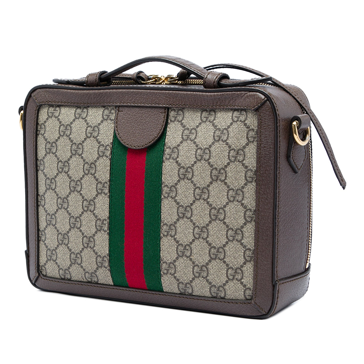 Gucci Small GG Supreme Web Ophidia Satchel — Beige