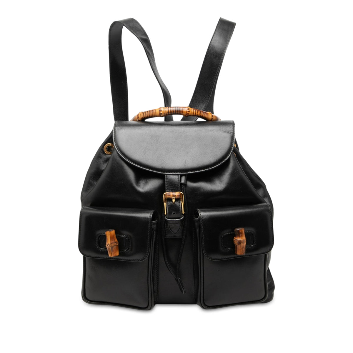 Gucci Large Calfskin Bamboo Drawstring Backpack