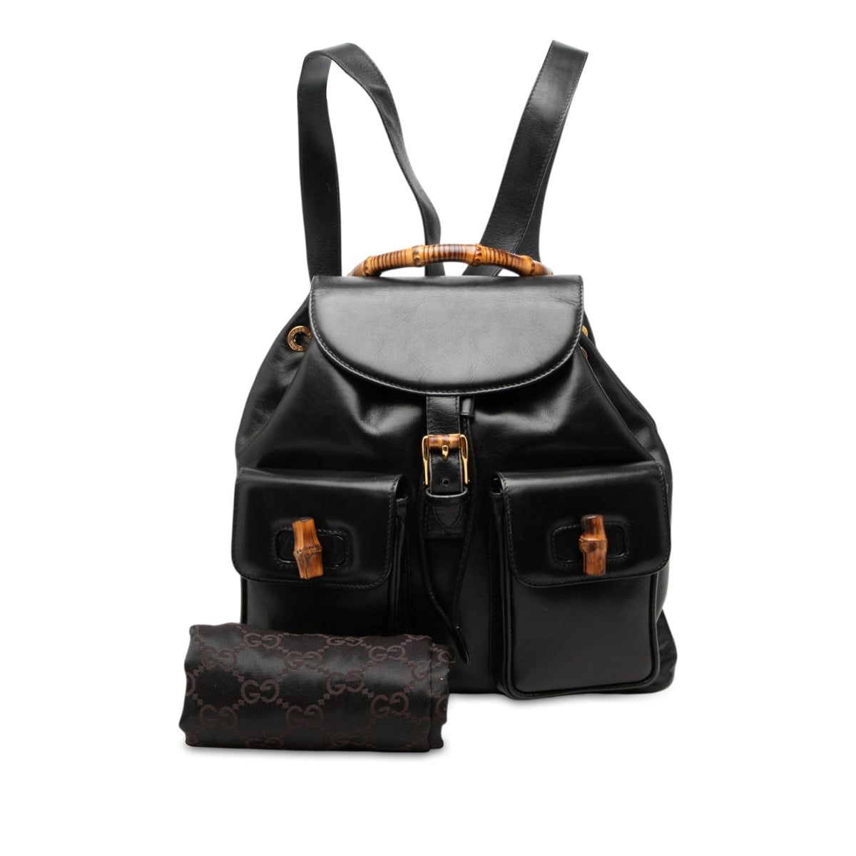 Gucci Large Calfskin Bamboo Drawstring Backpack