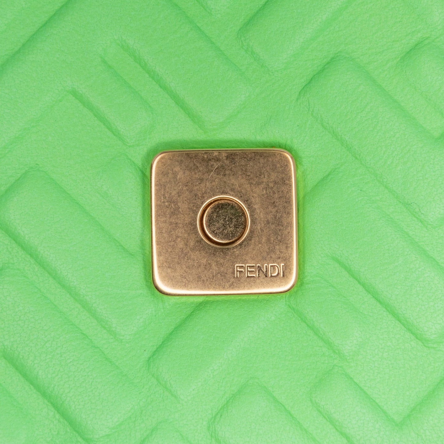 Fendi Zucca Embossed Leather Chain Midi Baguette