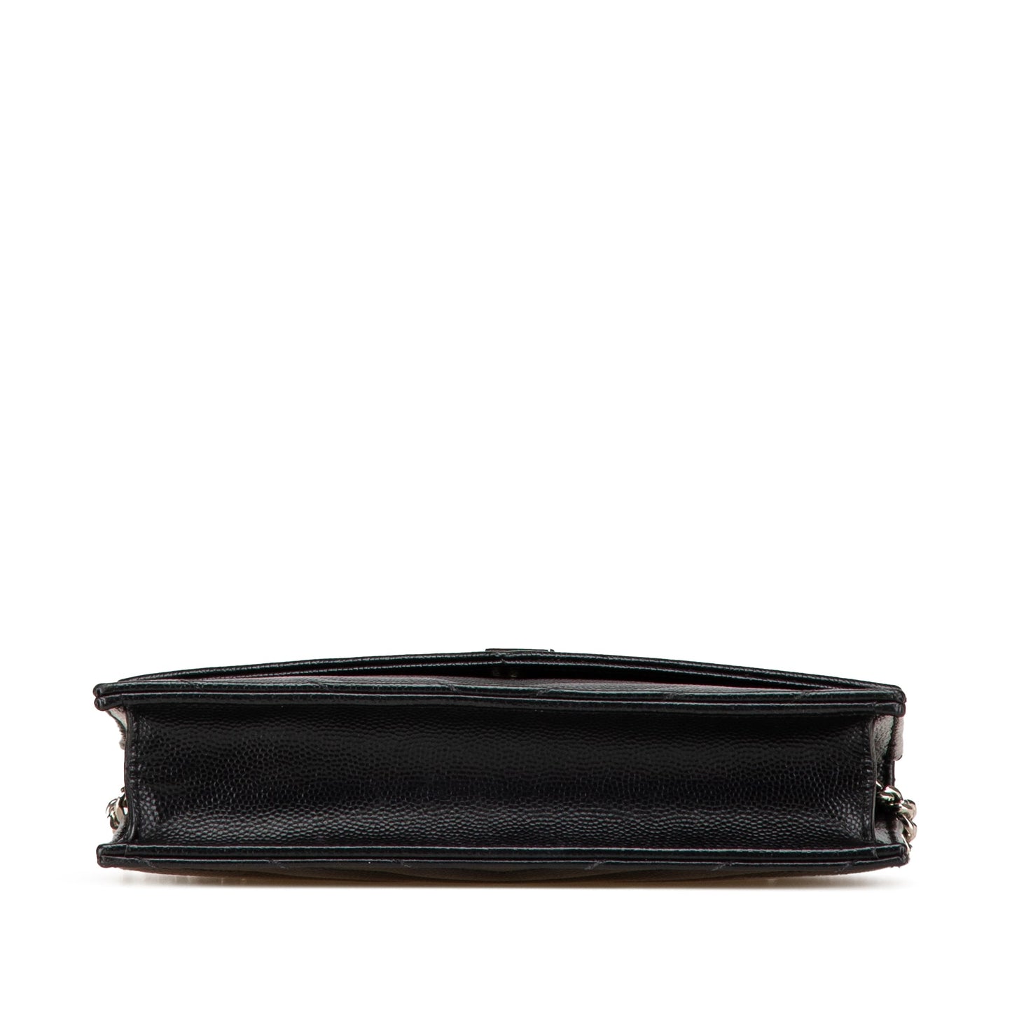 Saint Laurent Grain De Poudre Matelasse Chevron Monogram Chain Wallet
