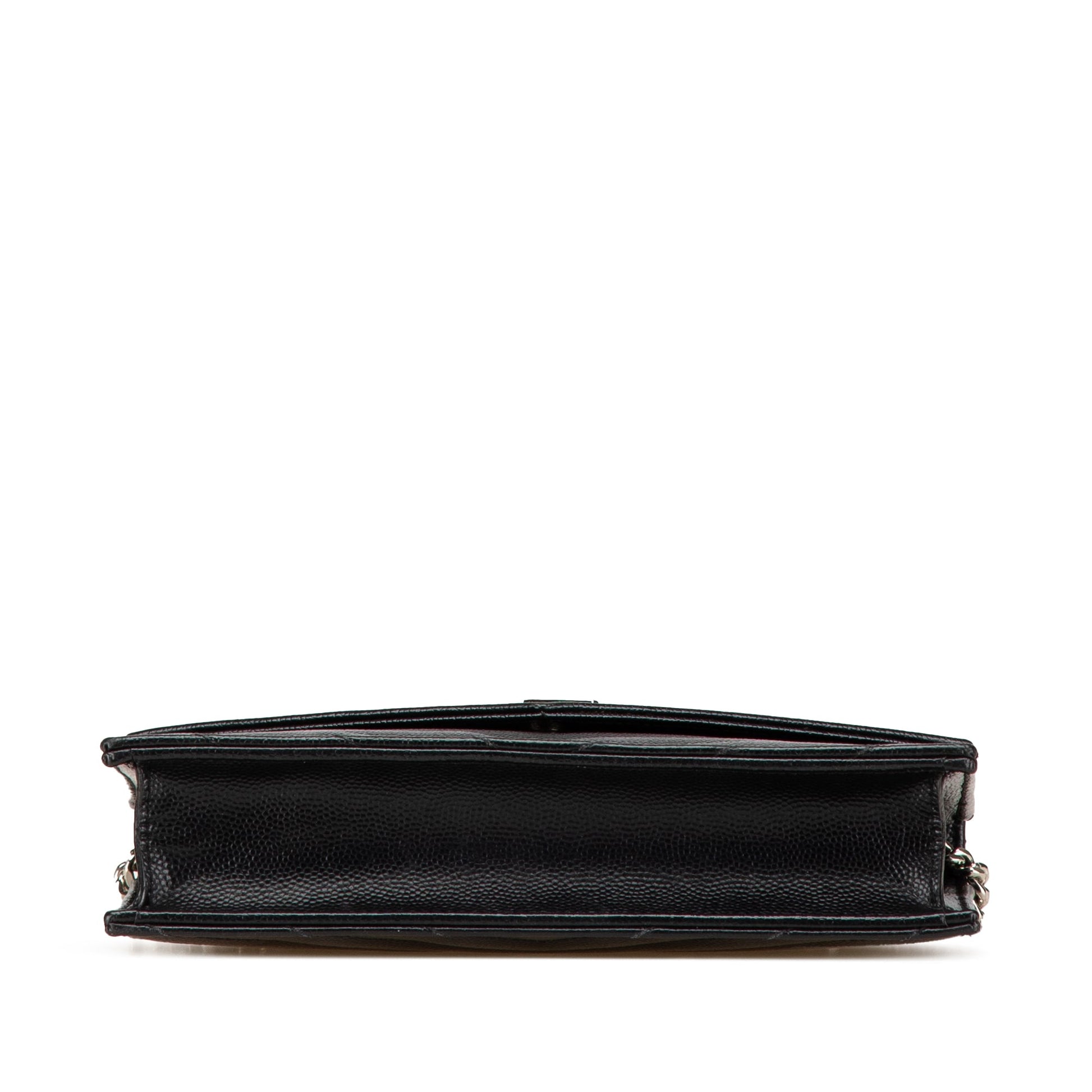 Saint Laurent Grain De Poudre Matelasse Chevron Monogram Chain Wallet