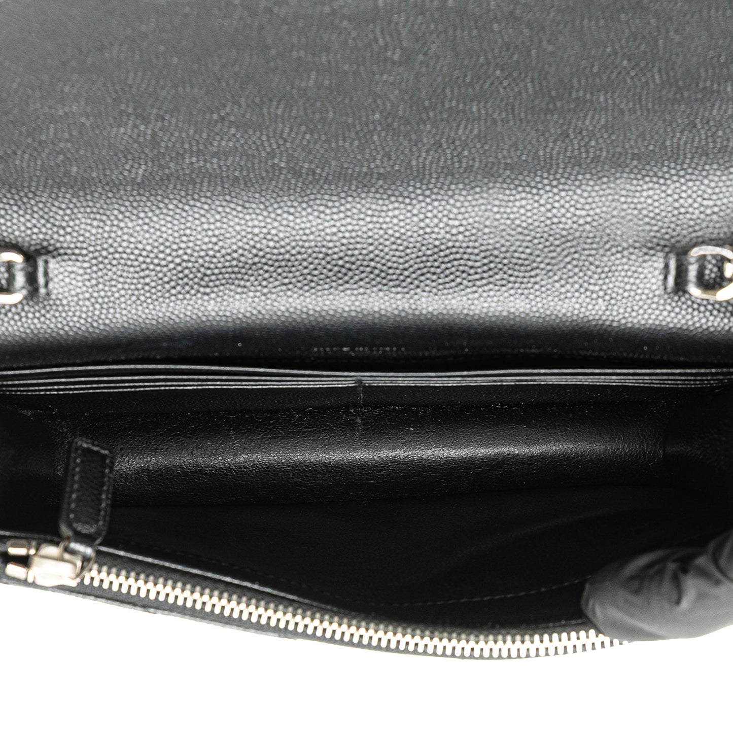 Saint Laurent Grain De Poudre Matelasse Chevron Monogram Chain Wallet