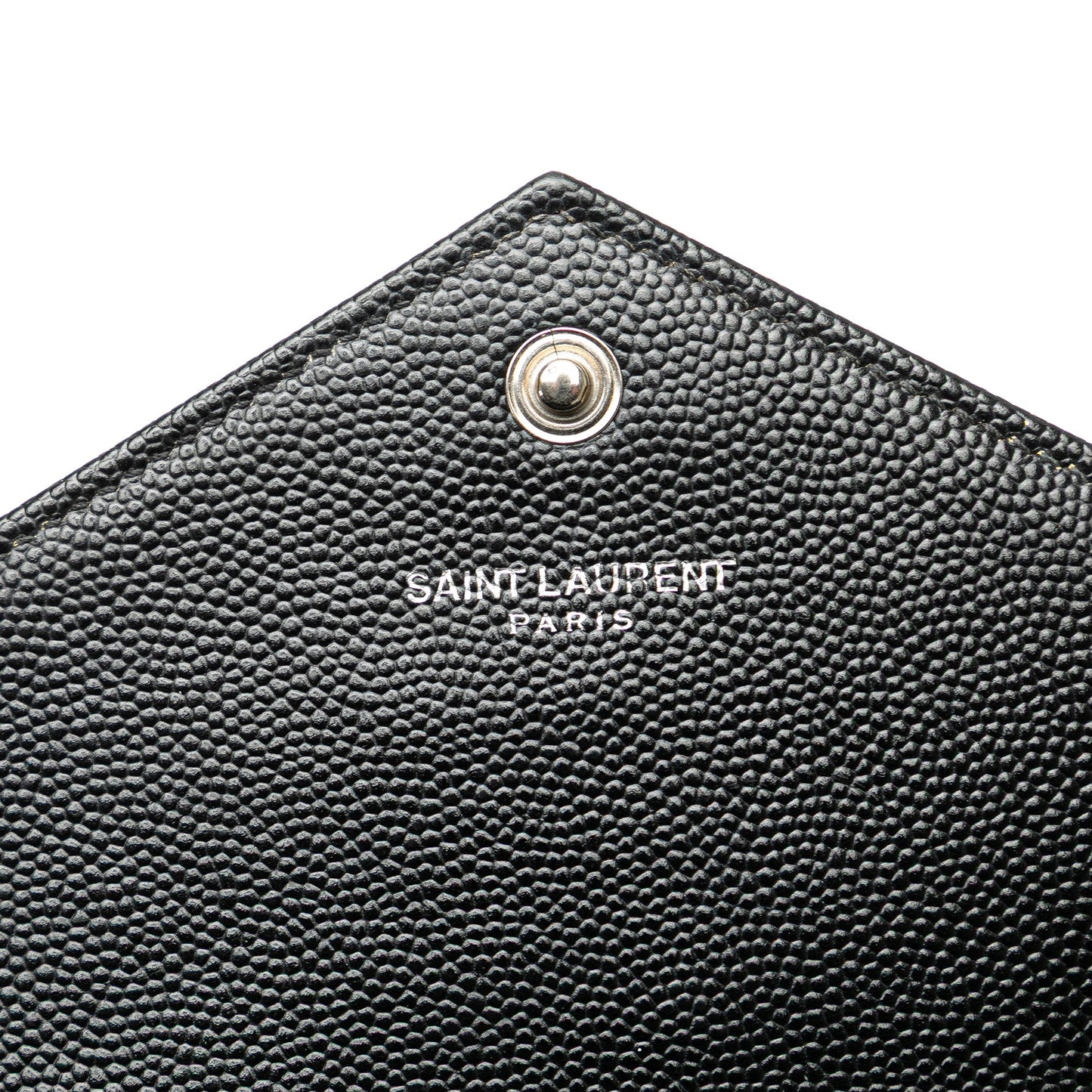 Saint Laurent Grain De Poudre Matelasse Chevron Monogram Chain Wallet