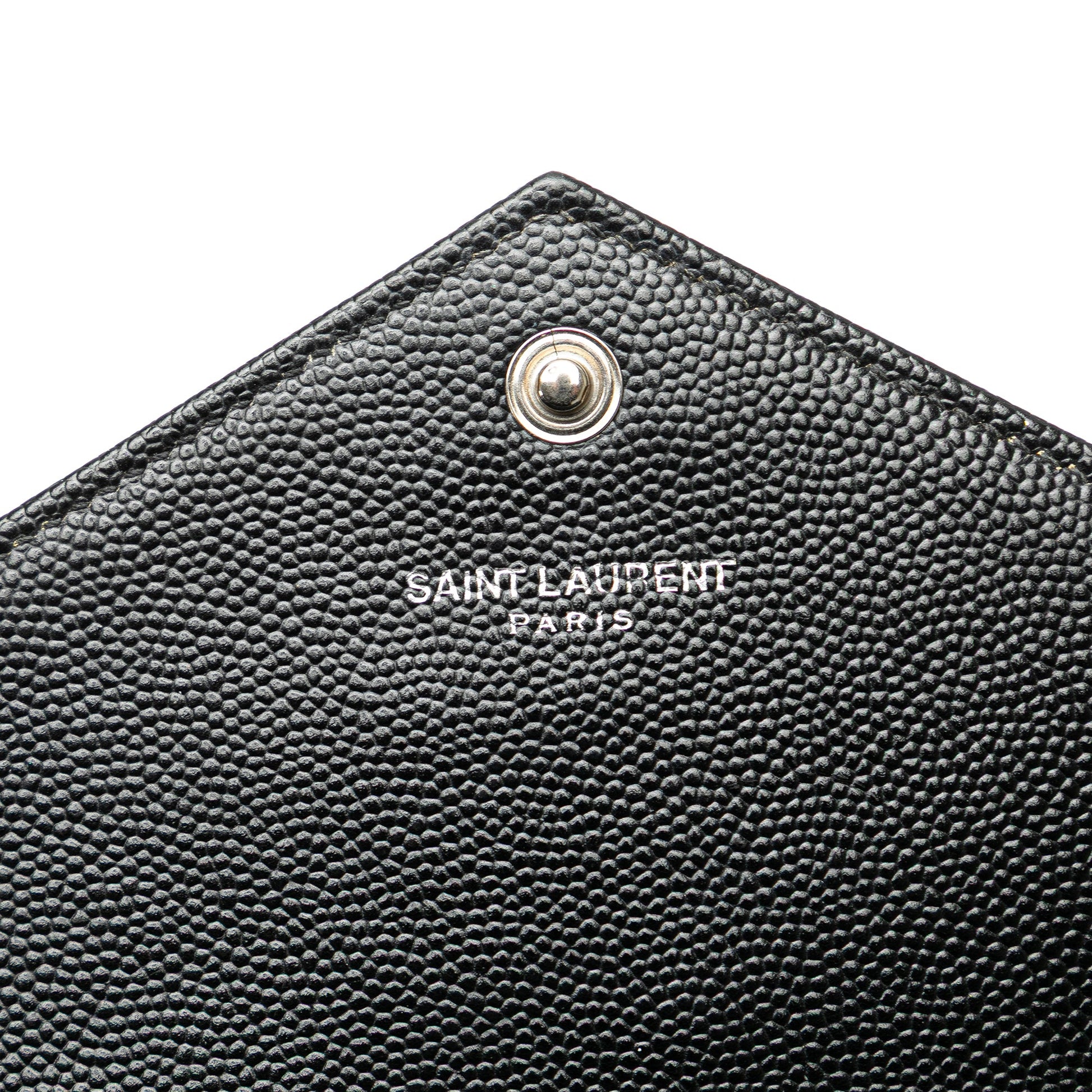Saint Laurent Grain De Poudre Matelasse Chevron Monogram Chain Wallet