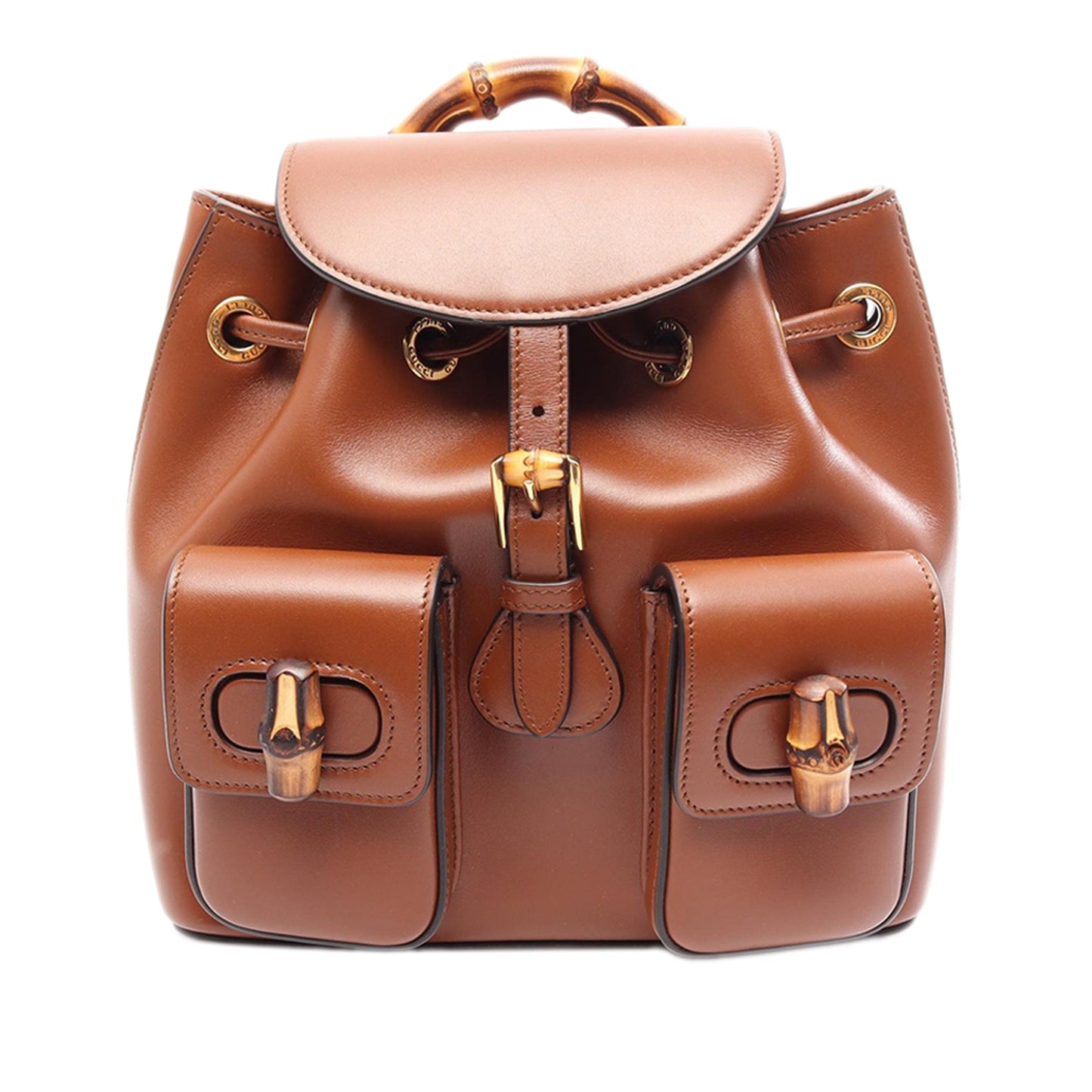 Gucci Calfskin Bamboo Drawstring Backpack