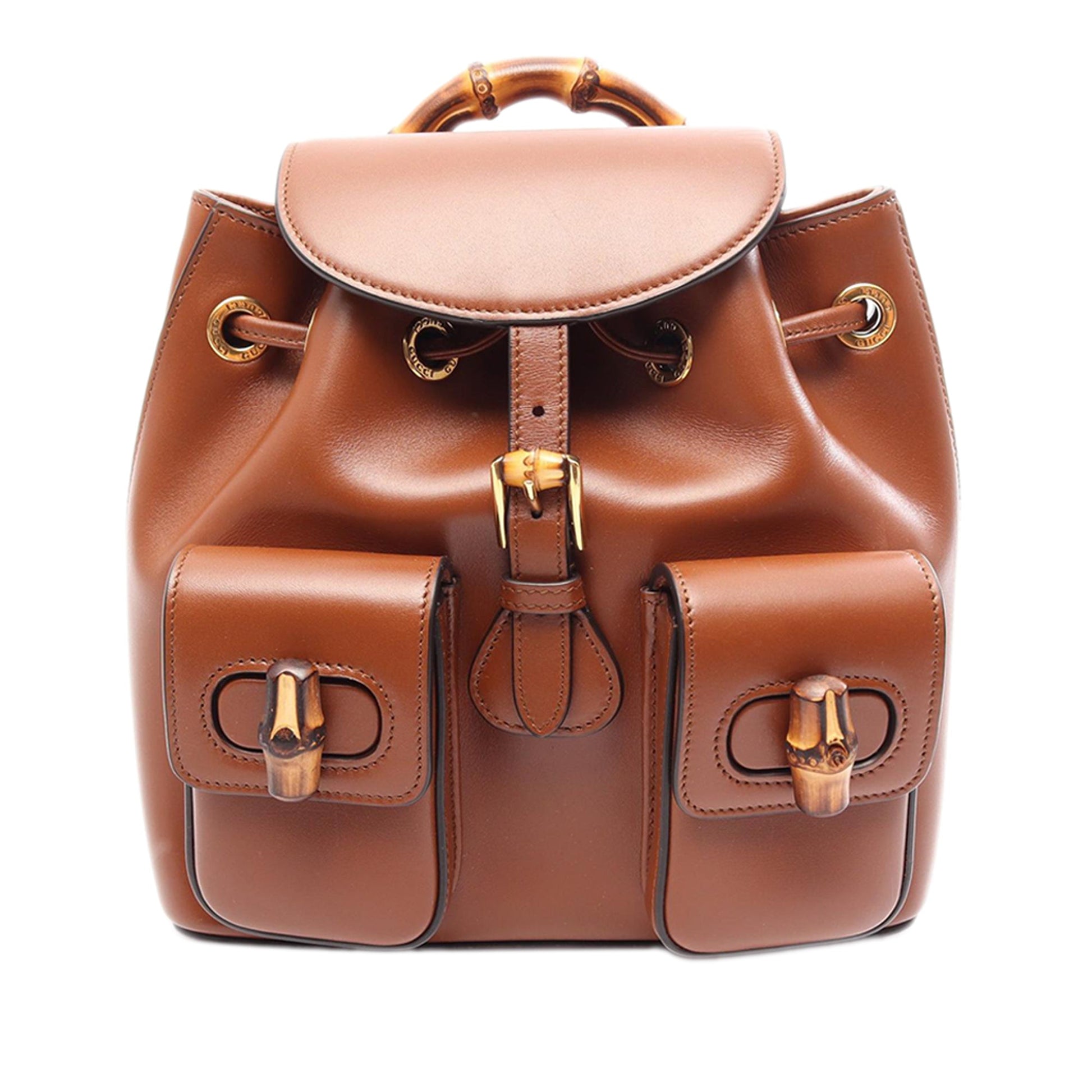 Gucci Calfskin Bamboo Drawstring Backpack