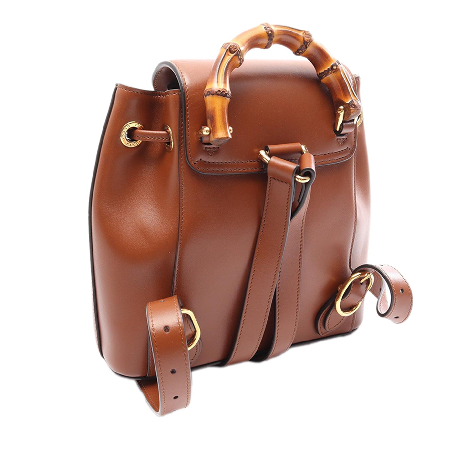 Gucci Calfskin Bamboo Drawstring Backpack
