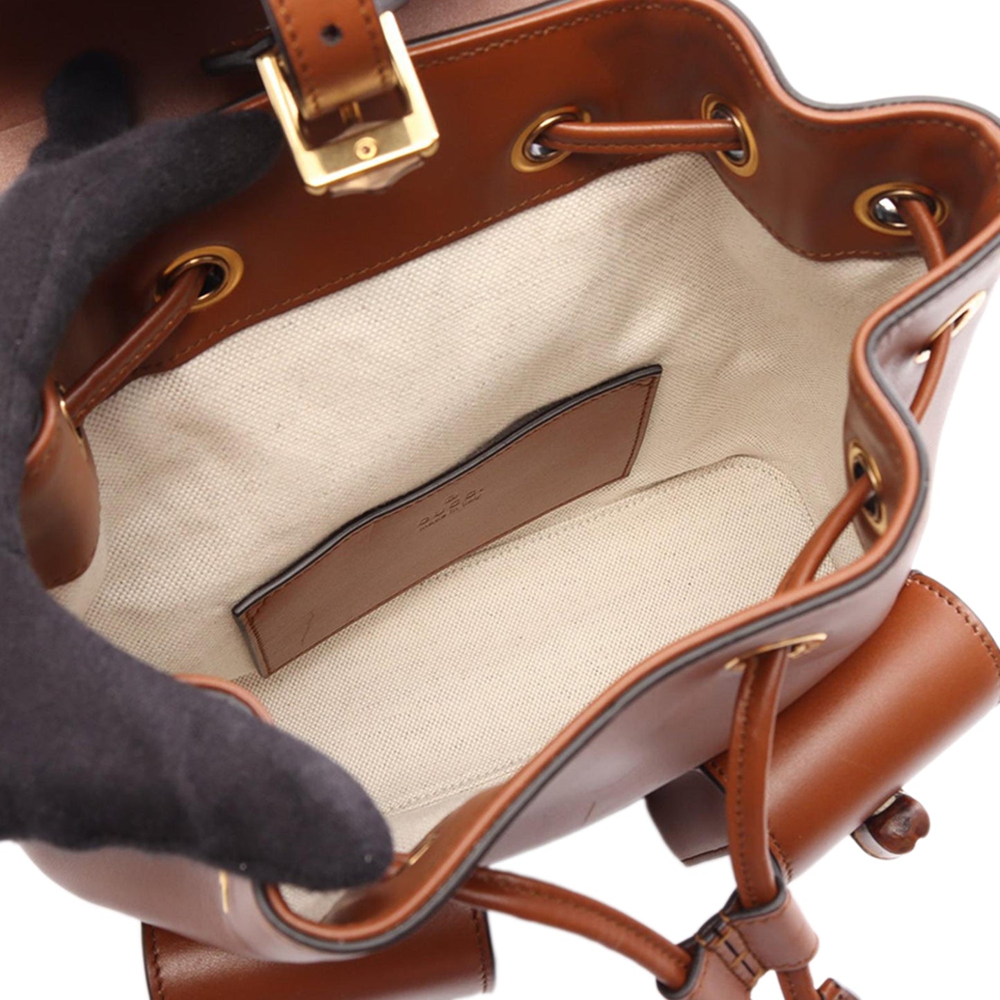 Gucci Calfskin Bamboo Drawstring Backpack