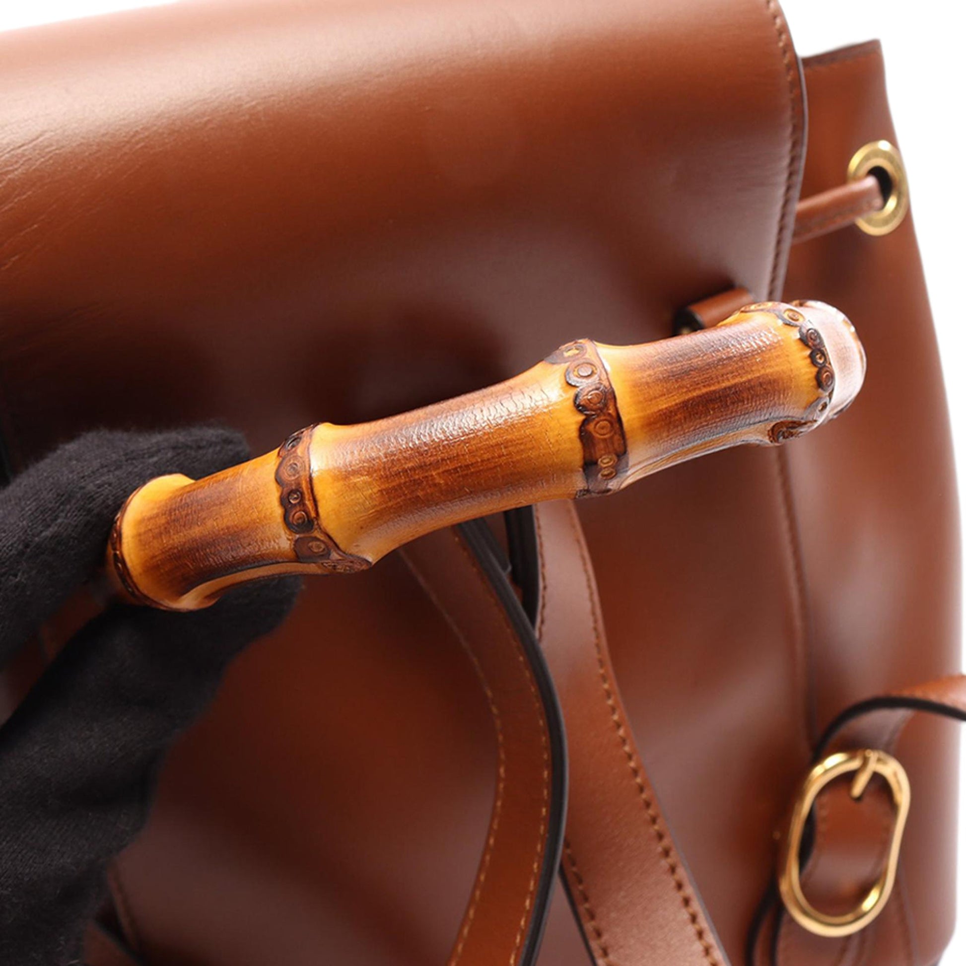 Gucci Calfskin Bamboo Drawstring Backpack