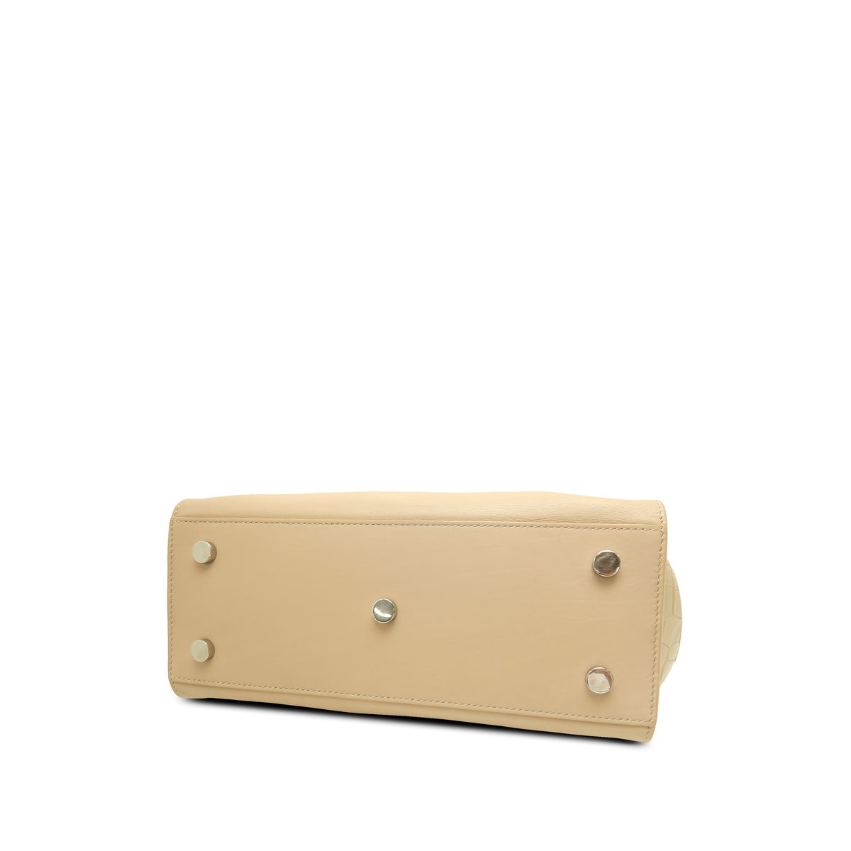 Saint Laurent Baby Leather Monogram Downtown Cabas Satchel — Beige