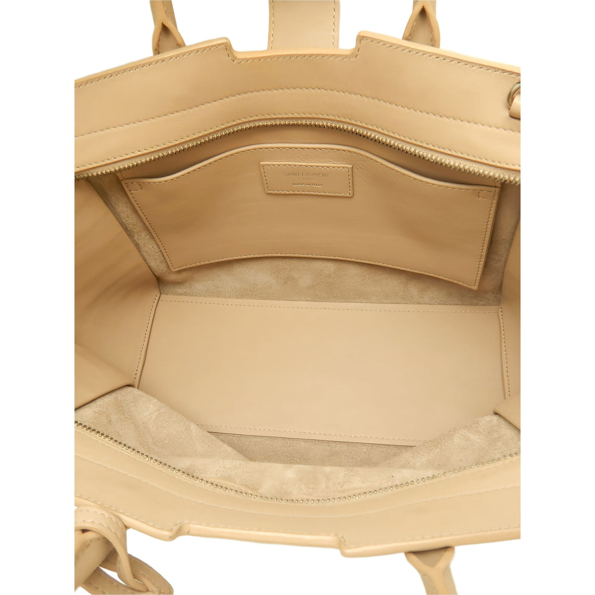 Saint Laurent Baby Leather Monogram Downtown Cabas Satchel — Beige