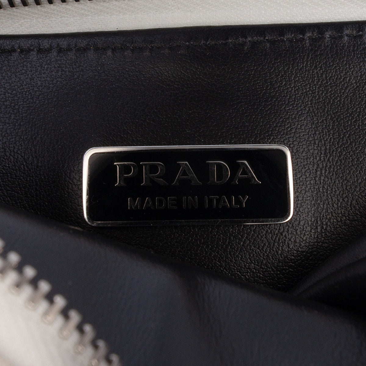 Prada Mini Brushed Leather Triangle Chain Pouch