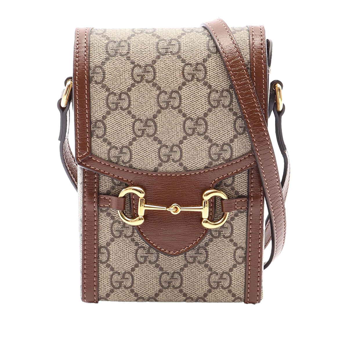 Gucci Mini GG Supreme Horsebit 1955 Crossbody — Beige
