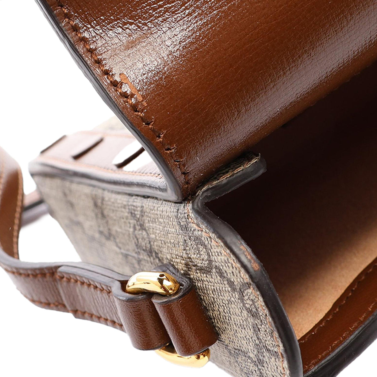 Gucci Mini GG Supreme Horsebit 1955 Crossbody — Beige