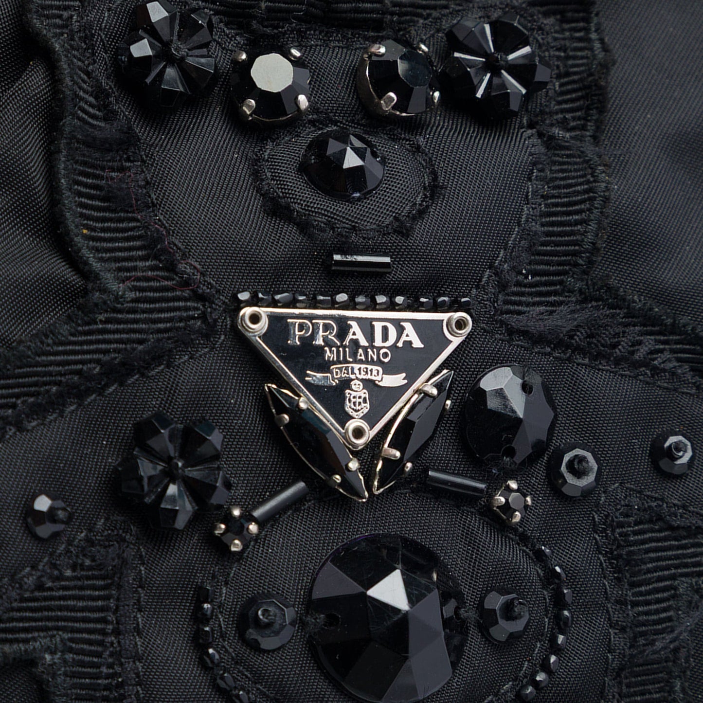 Prada Beaded Tessuto Evening Bear Frame Handbag