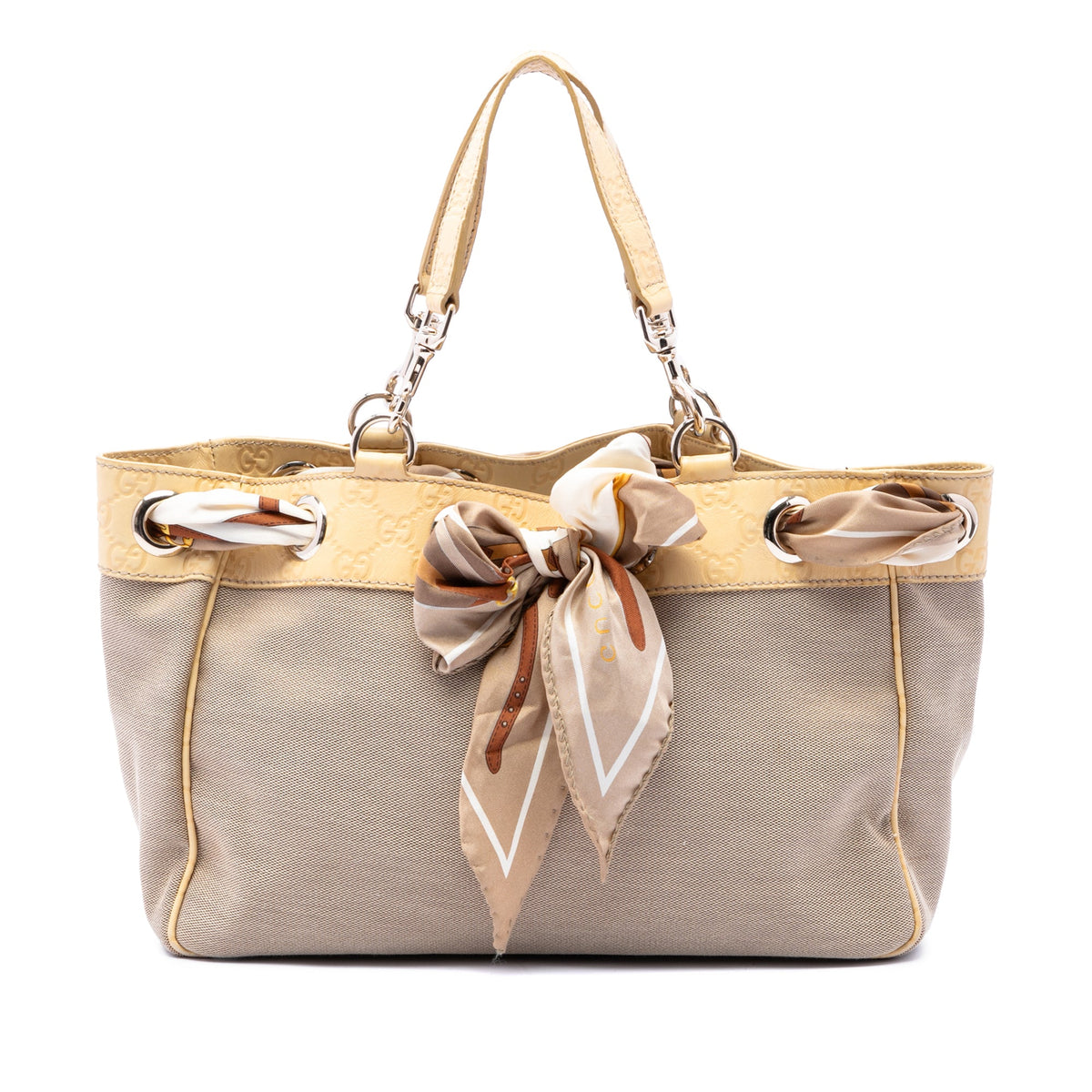 Gucci Medium Guccissima Trimmed Canvas Positano Tote