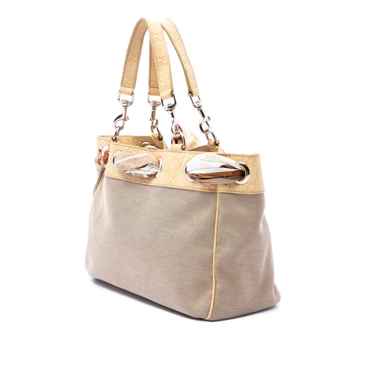 Gucci Medium Guccissima Trimmed Canvas Positano Tote
