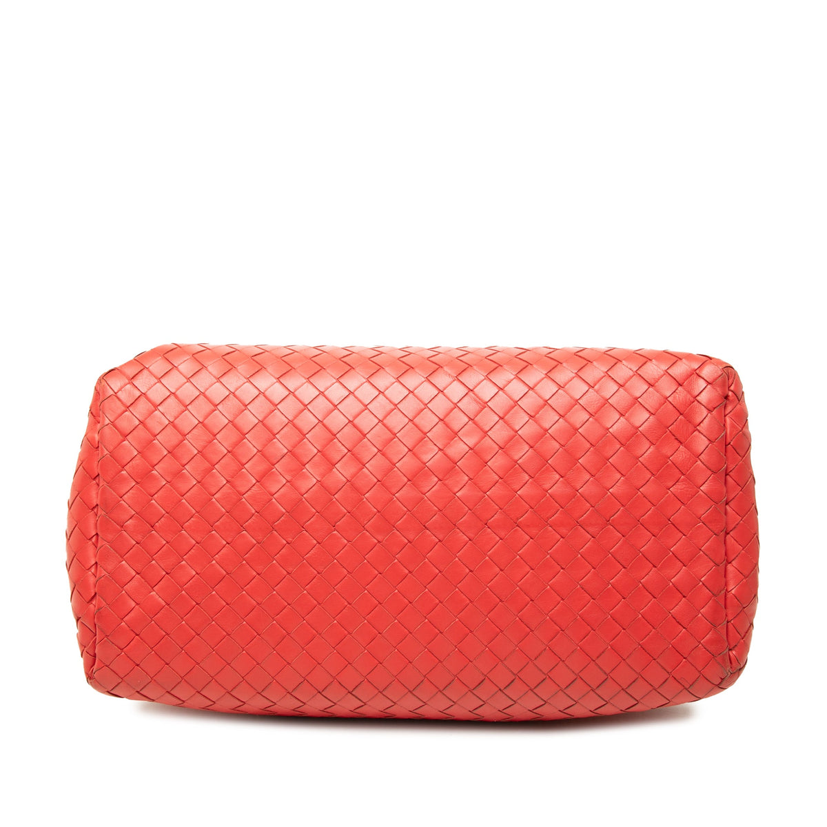 Bottega Veneta Small Nappa Intrecciato Roma Satchel — Red