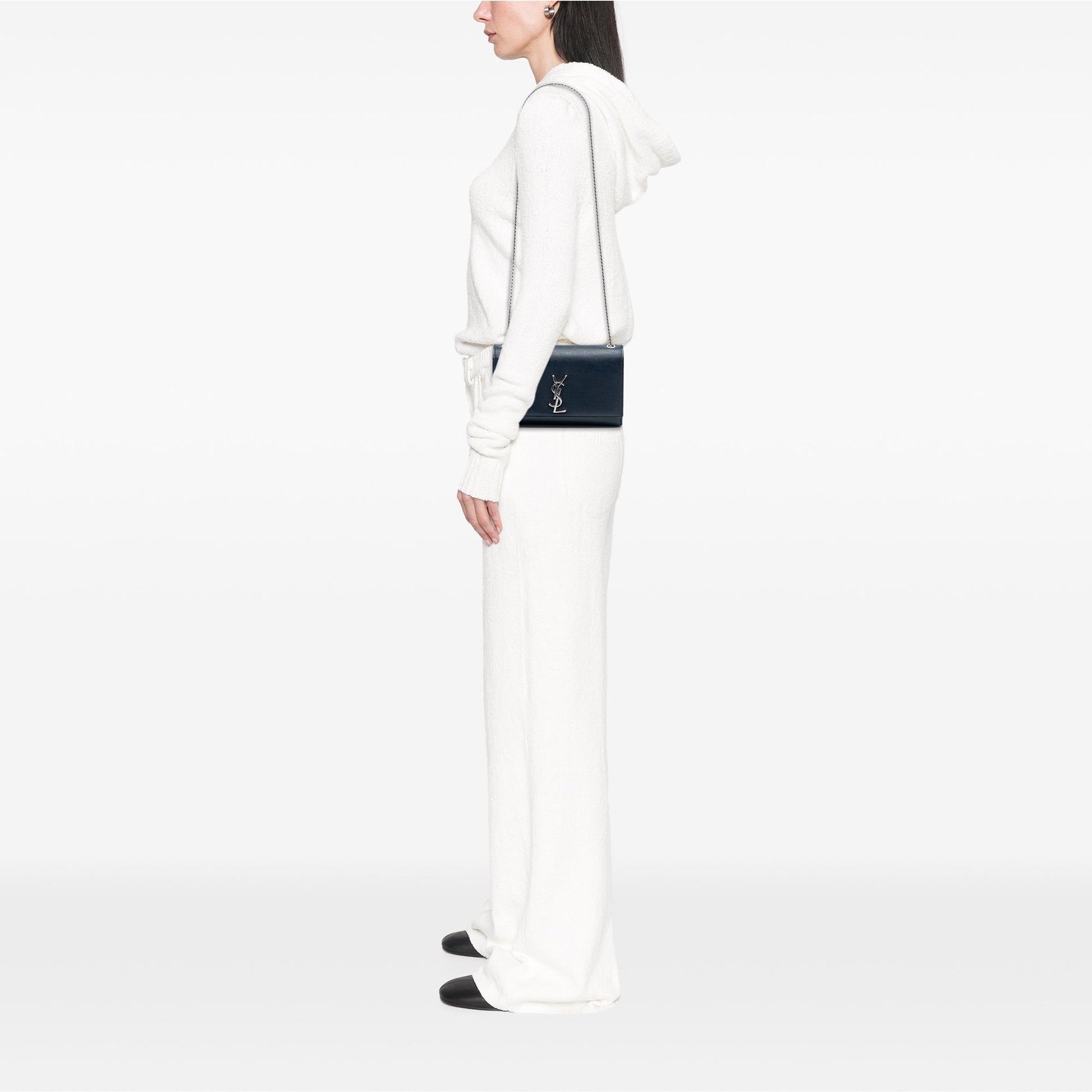 Saint Laurent Medium Grain De Poudre Monogram Kate Crossbody