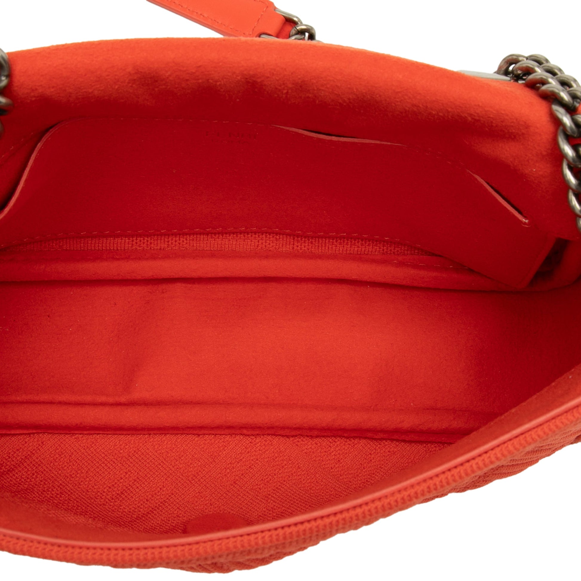 Fendi Zucca Embossed Technical Fabric Chain Midi Baguette