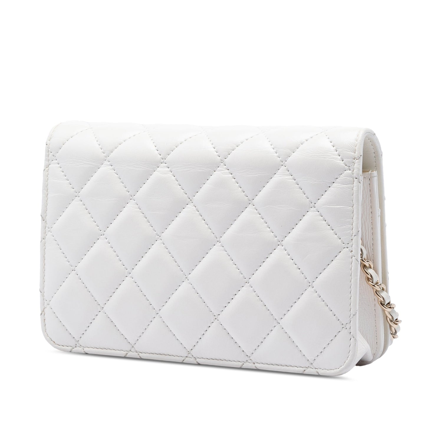 Chanel CC Crinkled Chevron Calfskin Wallet On Chain