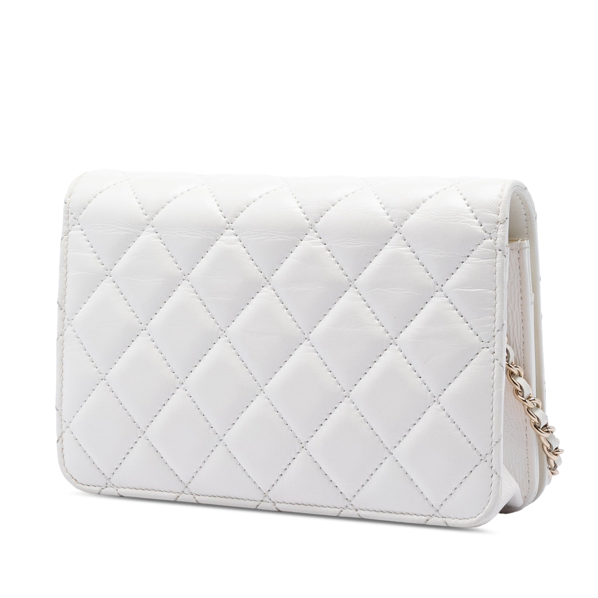 Chanel CC Crinkled Chevron Calfskin Wallet On Chain