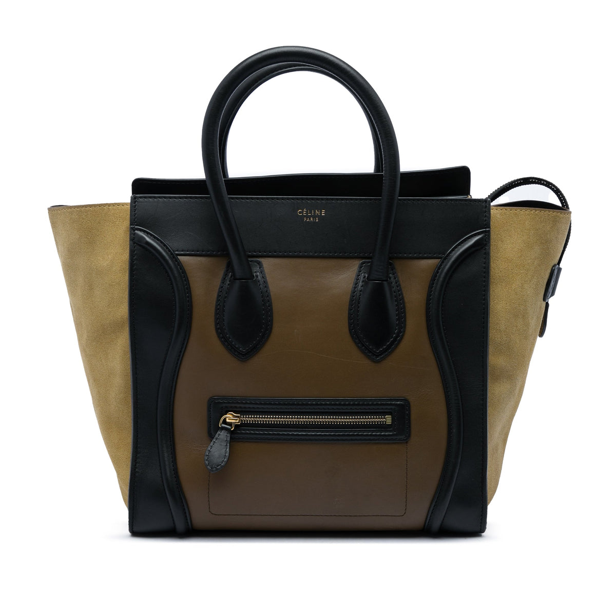Celine Mini Tricolor Calfskin and Suede Luggage Tote