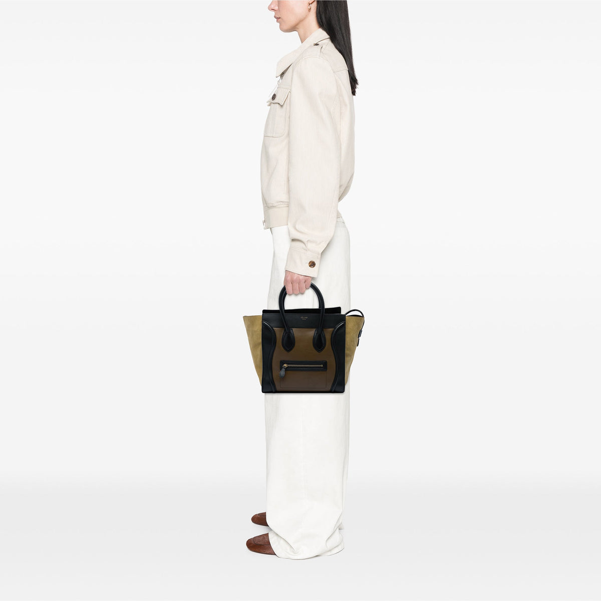 Celine Mini Tricolor Calfskin and Suede Luggage Tote
