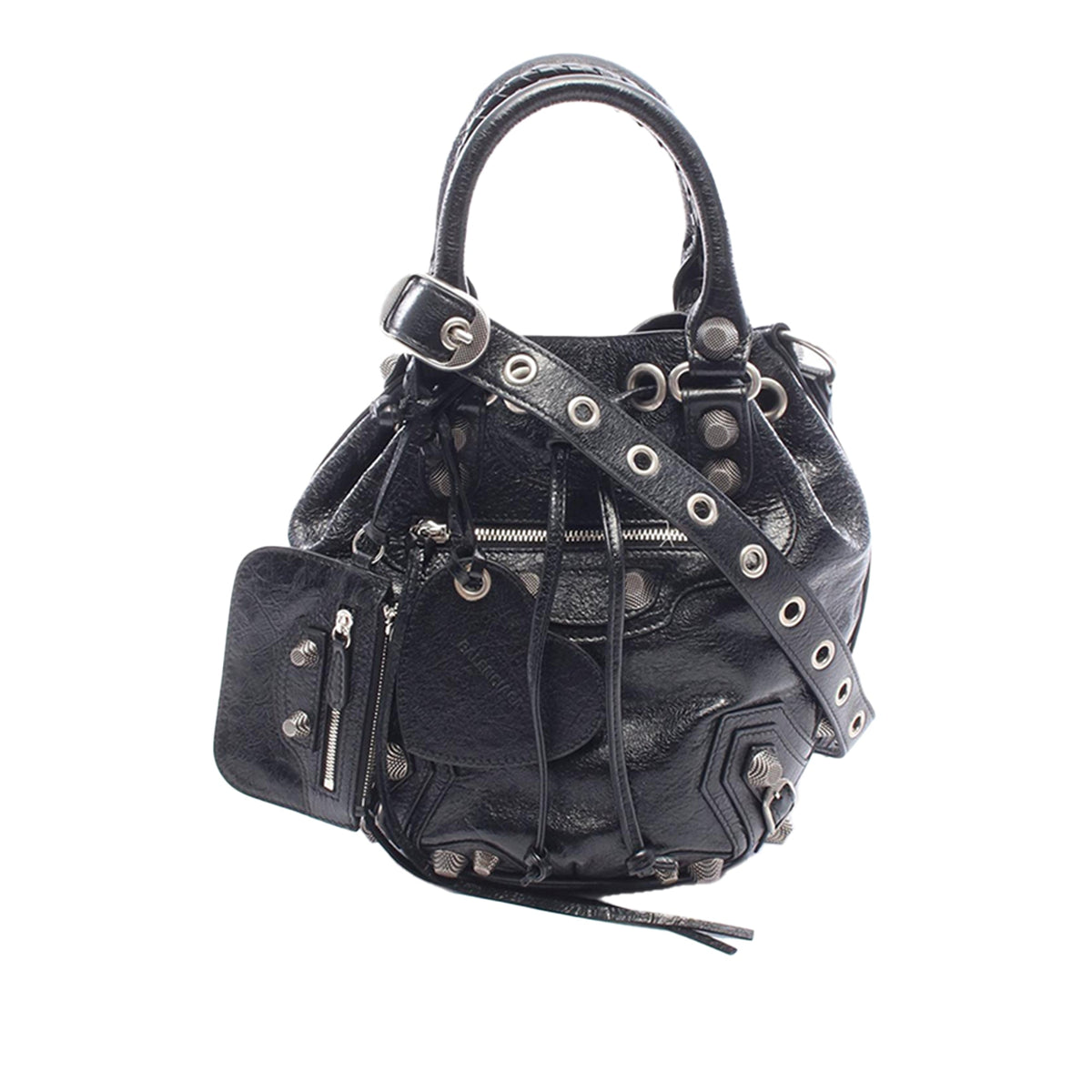 Balenciaga Lambskin Le Cagole Bucket Bag XS — Black