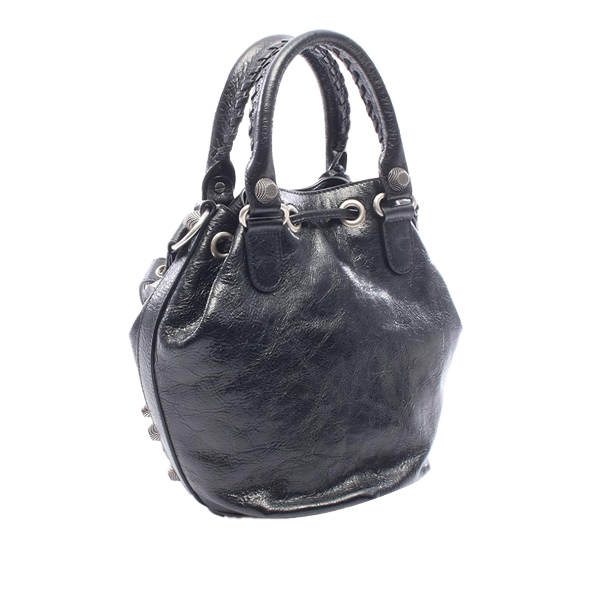 Balenciaga Lambskin Le Cagole Bucket Bag XS — Black