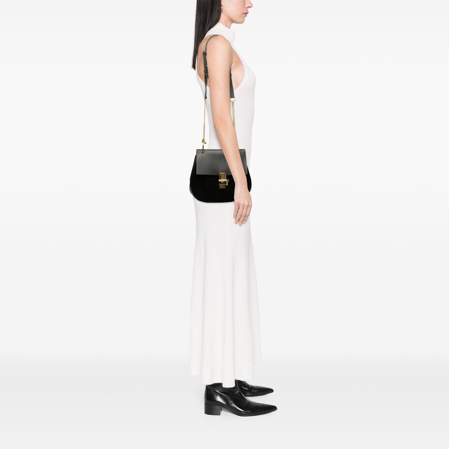 Chloé Medium Suede and Calfskin Drew Crossbody