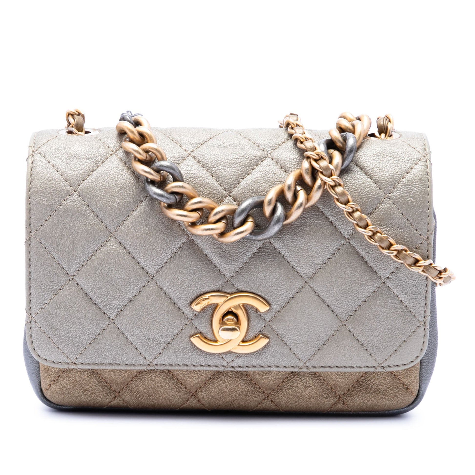 Chanel Small Tricolor Quilted Lambskin Camellia Flower Flap