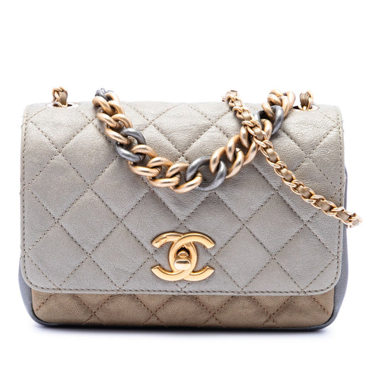 Chanel Small Tricolor Quilted Lambskin Camellia Flower Flap