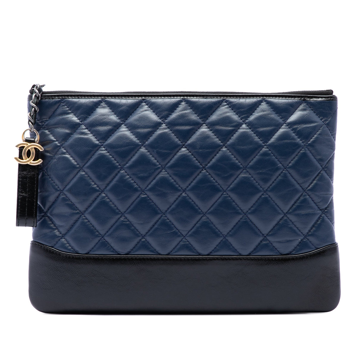 Chanel Medium Aged Calfskin Gabrielle O Case Clutch — Blue