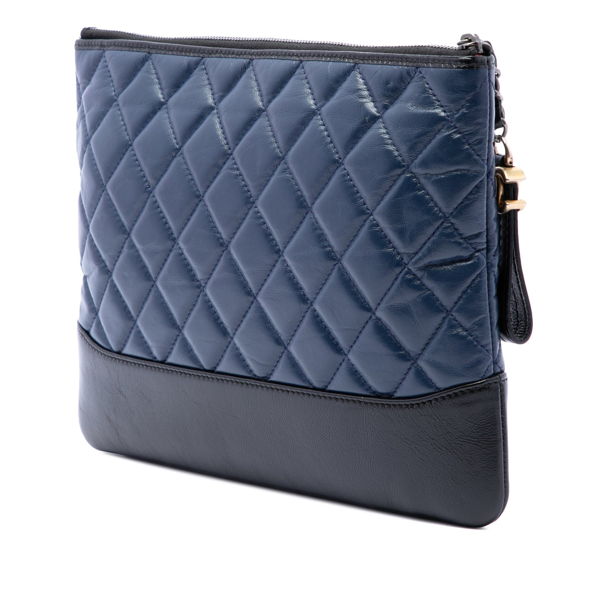 Chanel Medium Aged Calfskin Gabrielle O Case Clutch — Blue