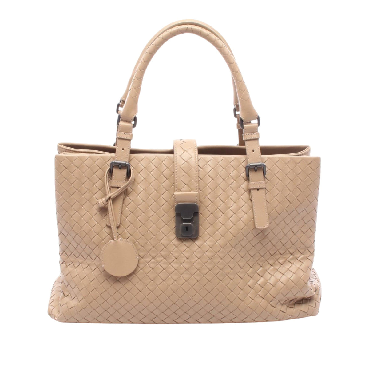 Bottega Veneta Medium Nappa Intrecciato Roma Tote — Beige