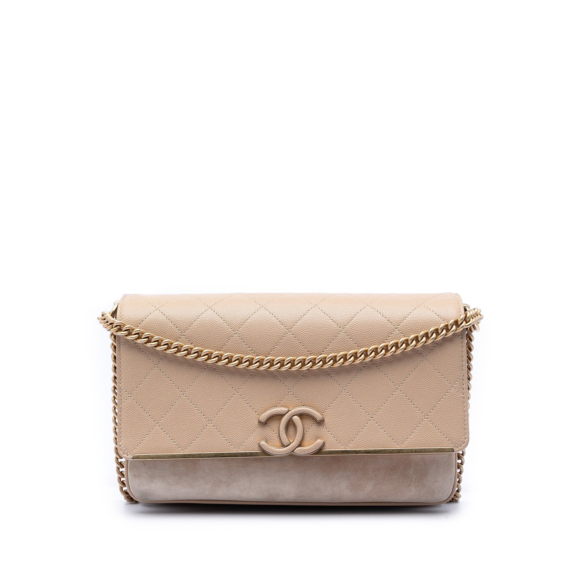 Chanel CC Stitched Caviar and Suede Lady Coco Flap