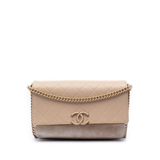 Chanel CC Stitched Caviar and Suede Lady Coco Flap